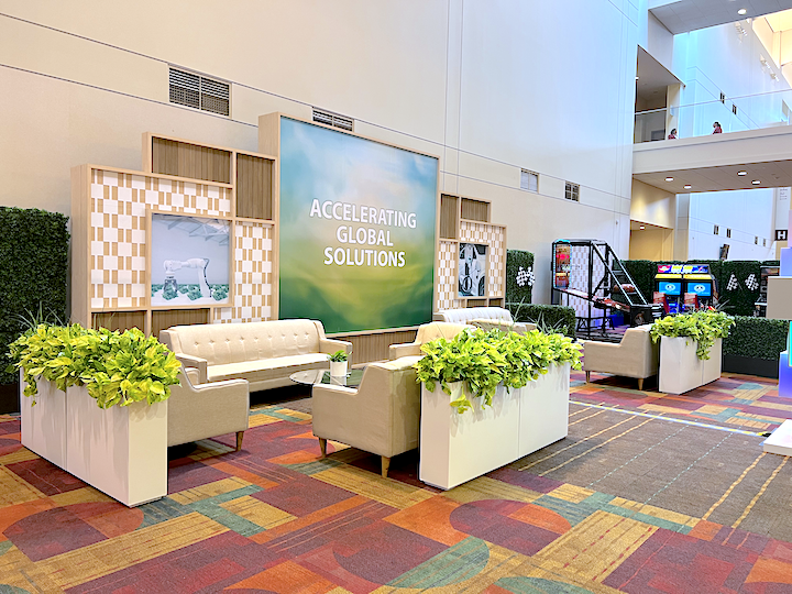 Pothos in rectangle planters at the Global Economic Summit