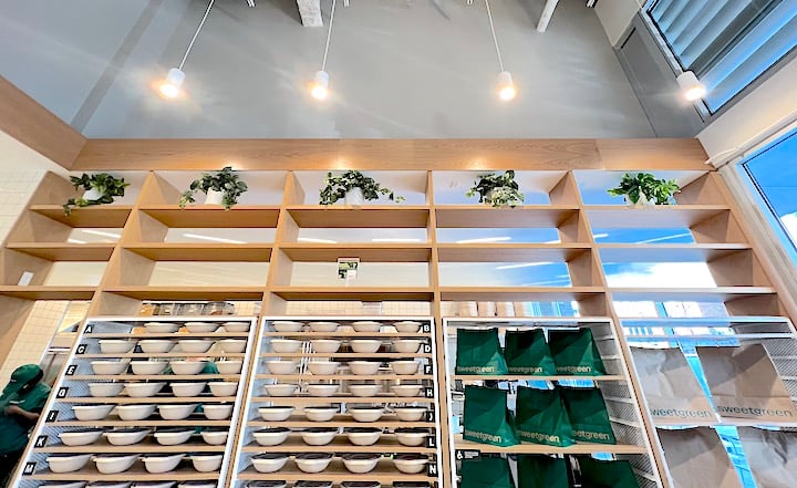 Pothos on shelves at Sweetgreen