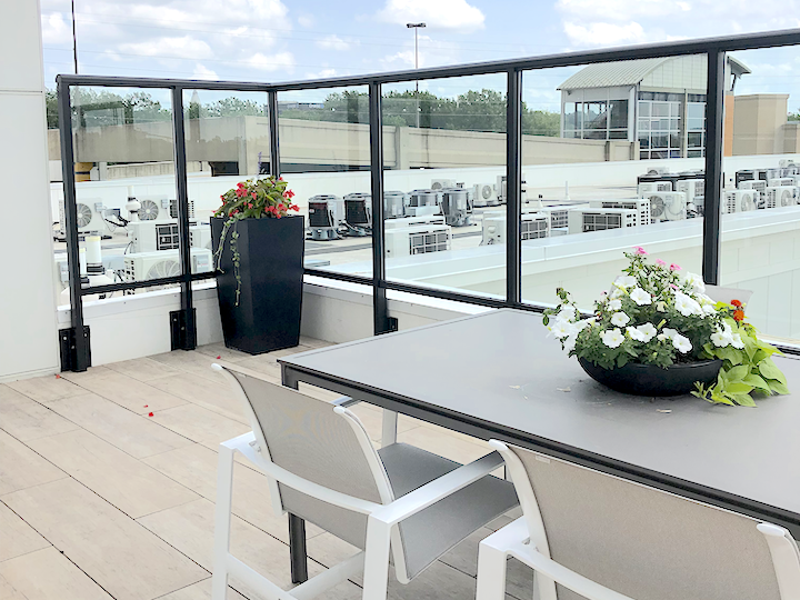 Planters on rooftop at Wabash landing Apartments