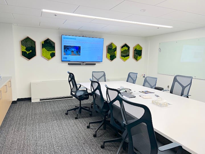 Indianapolis Business Journal - Five Moss Hexagonal Frames with Design in Downtown Indianapolis, Indiana