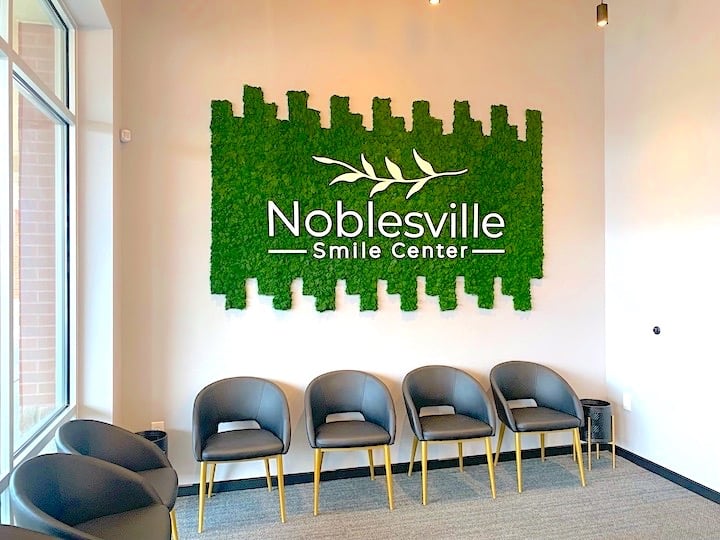 Noblesville Smile Center - Moss Wall Design with Logo